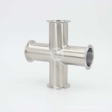 Sanitary Pipe Fitting Stainless Steel 4 Way Cross Connector